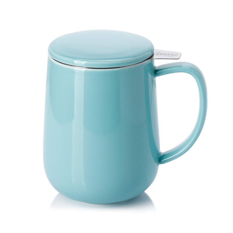 Sweese 20 OZ Porcelain Tea Mug with Infuser and Lid, Loose Leaf Tea Cup, Gifts for Tea Lover - Turquoise - Image 1